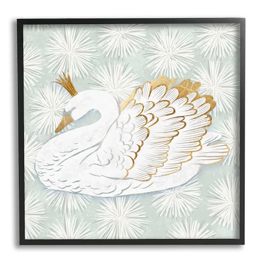 Stupell Industries Winter Holiday Swan Pattern Framed Giclee Art